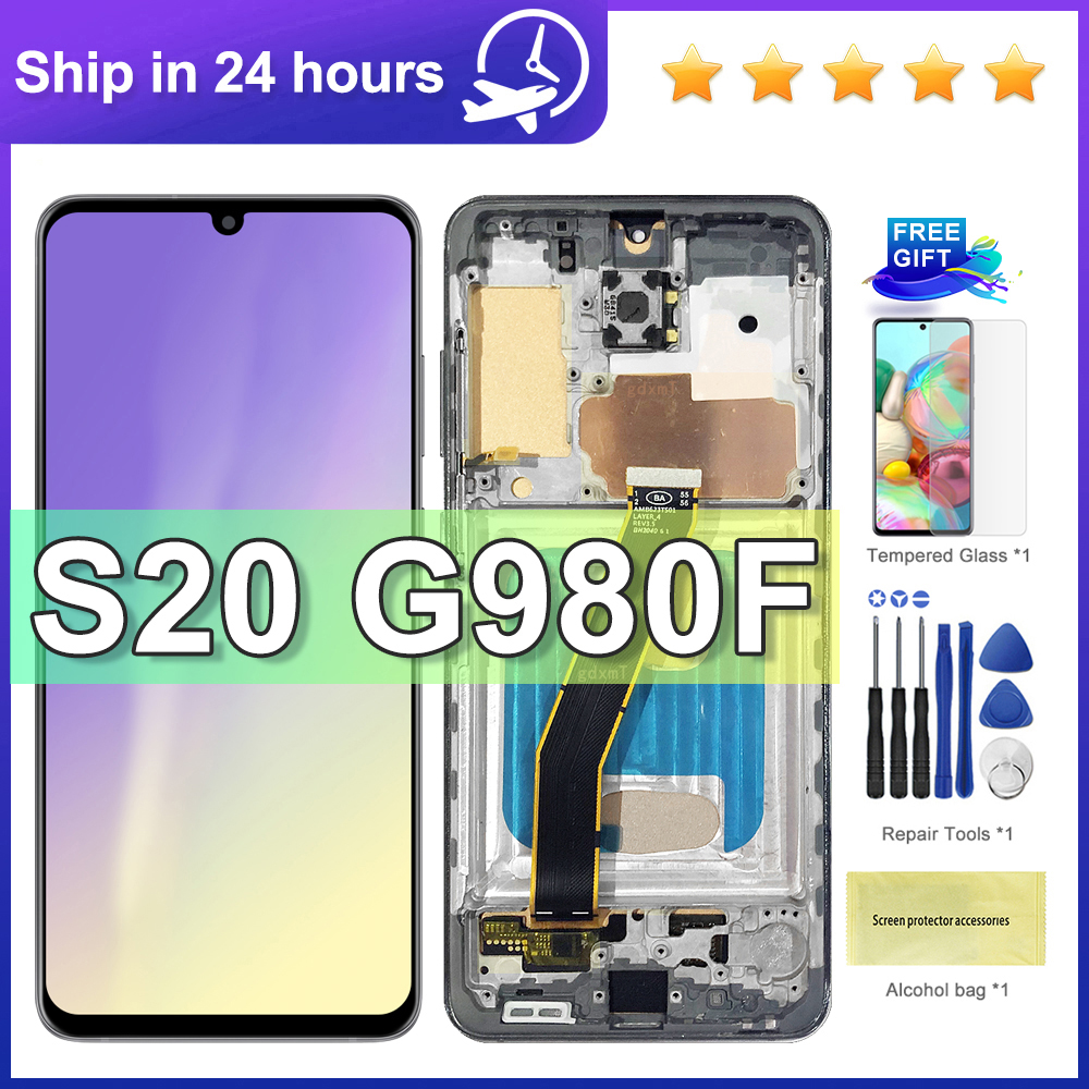For S20 G980F SM-G980B/DS TFT Quality LCD Display Touch Screen with Frame - Replacement for S20 Display