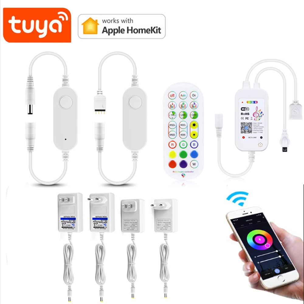 Tuya Smart Controller WIFI Led Controller 4pin/DC LED Strip Dimmable RGB Dimmmer for 12V EU US Power Supply 5050/2835 Neon Light lightify