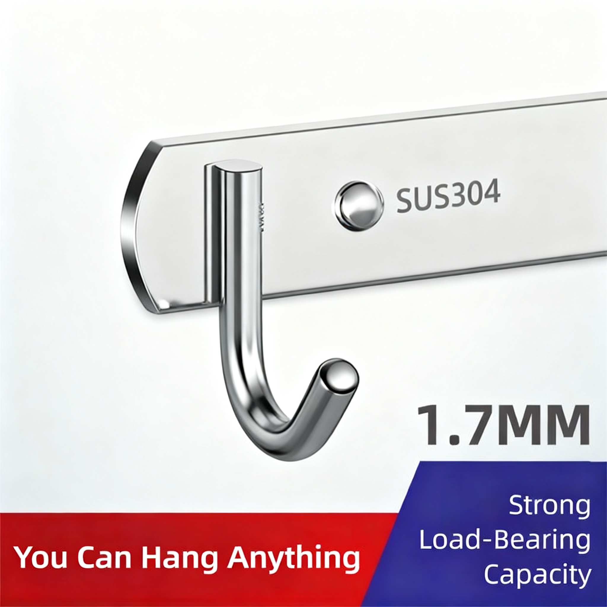 Stainless Steel Hook Hooks Toilet Clothes Hook Kitchen Supplies Hanger Punch-free Hook Rack