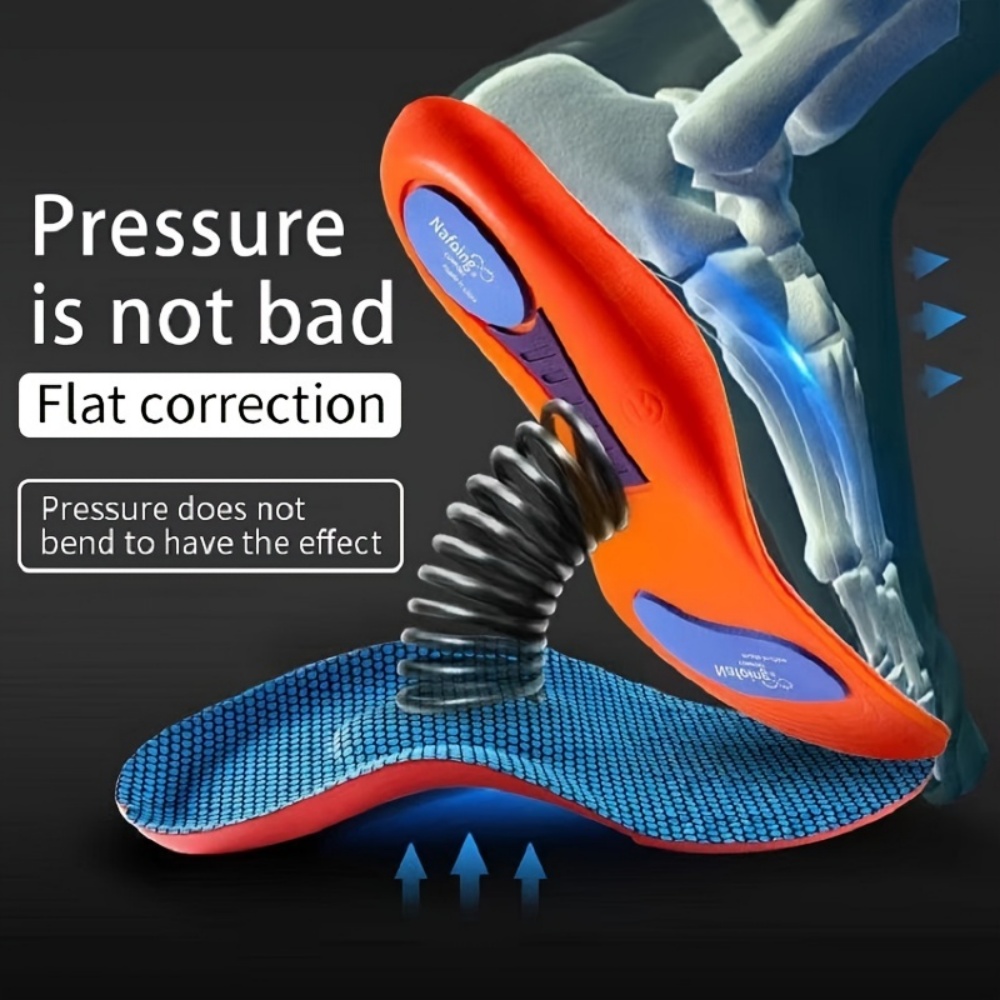 1 Pair of PU new insole, shock absorption, comfortable foot cushion, both men and women can exercise insole