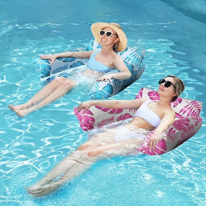 Water Floating Bed Chair Inflatable Pool Multifunctional PVC Floating Hammock Three Rows Detachable Design Suitable for Adults