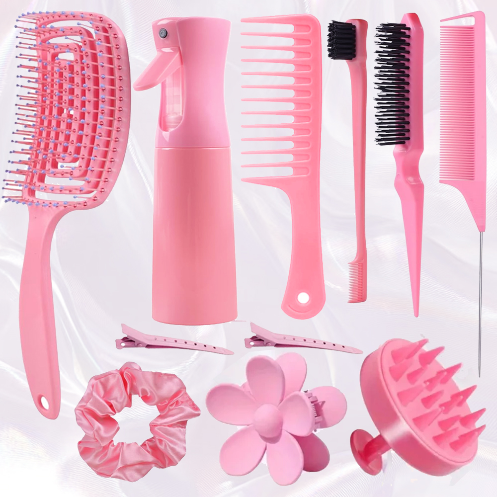 11 Pcs Hair Brush Set, Hair Brush And Spray Bottle, Suitable For Wet and Dry Hairstyles, Suitable For Adults And Children