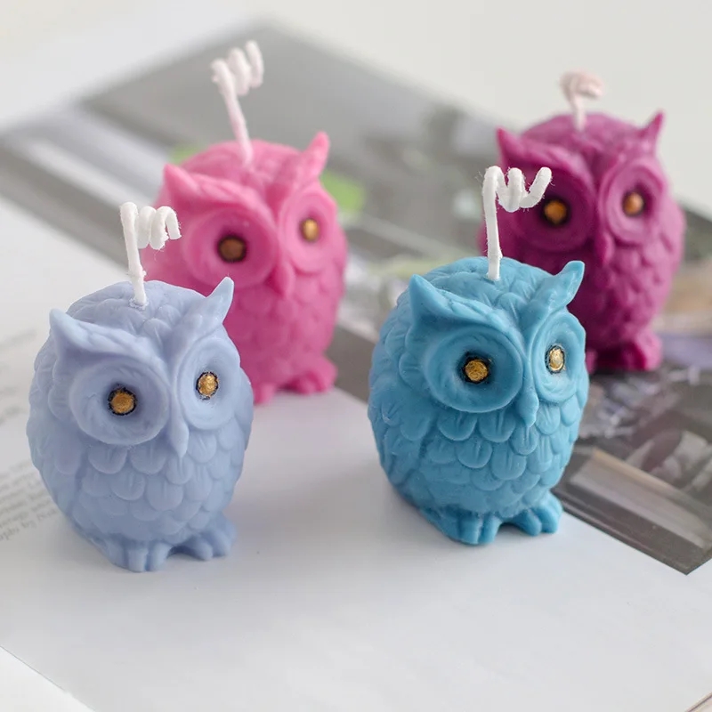 3D Owl Silicone Candle Mold Cute Animal Ice Cube Chocolate Baking Mould Handmade Soap Gypsum Crafts Resin Casting Tool Home