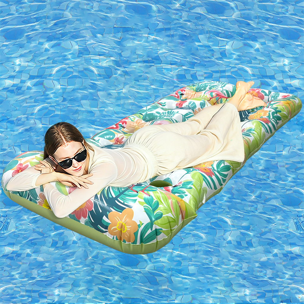 1pc Inflatable Hole Flamingo Floating Bed, Portable Water Raft, Foldable Air Mattress, Suitable for Swimming Pool Parties