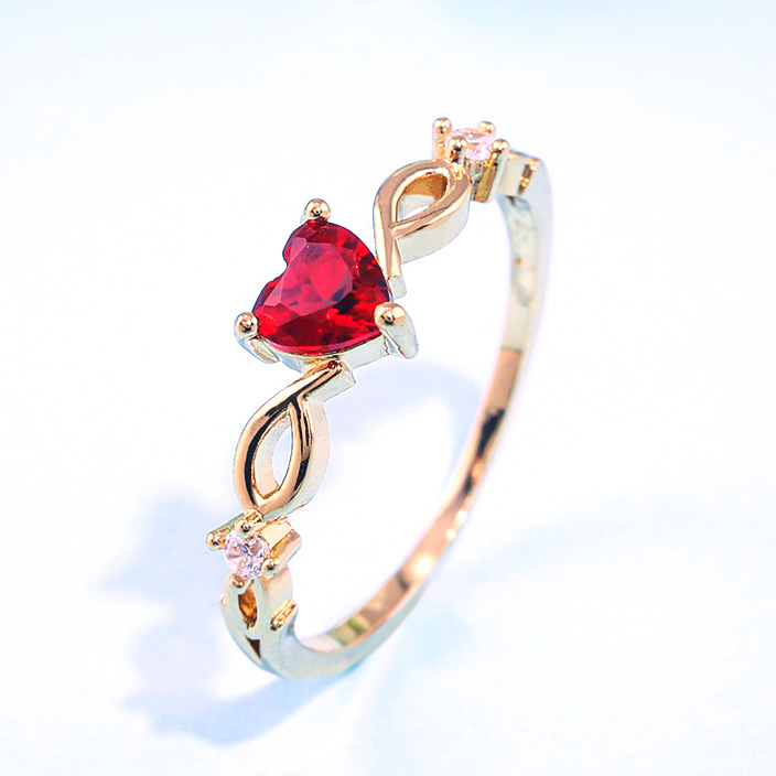 Huitan Simple Heart Ring For Women Female Cute Finger Rings Romantic Birthday For Girlfriend Fashion Zircon Stone Jewelry