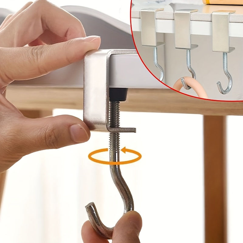 2/4/6pcs Desktop Hook Adjustable, Universal Utility Desk Hook Punch-Free Portable, Hanging School Bag, Headphones