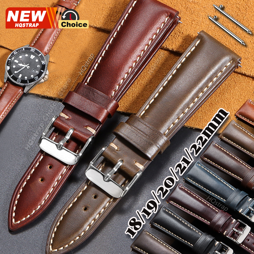 Oil Wax Vintage Watch Strap 18mm 19mm 20mm 21mm 22mm Universal Watch Band Leather Wrist Strap for Bracelet for