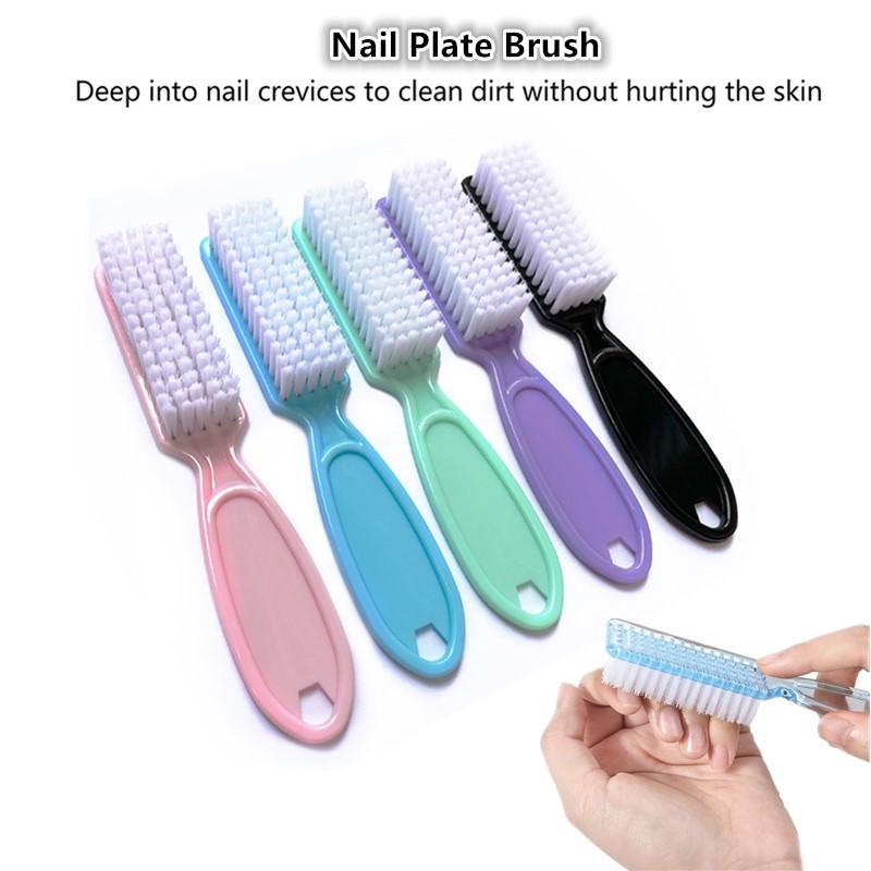 New Cleaning Nail Brushes Transparent Long Handle Soft Remove Dust Nail Brushes Multifunctional 5color Manicure Pedicure Tools