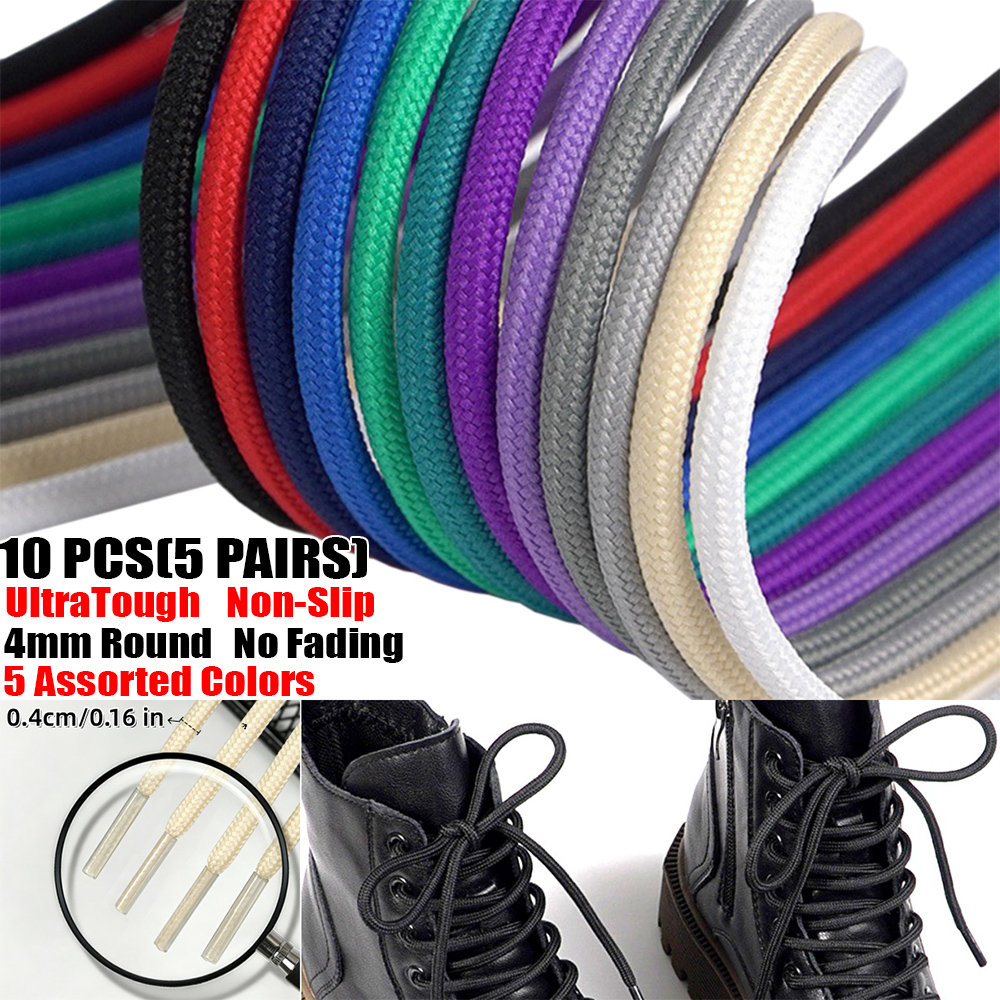 10 Pcs(5 Pairs) Premium Round Shoelaces for Yeezy Sneakers Boots, 4mm Durable Non-slip Polyester Sport Shoe Laces, 80-160cm