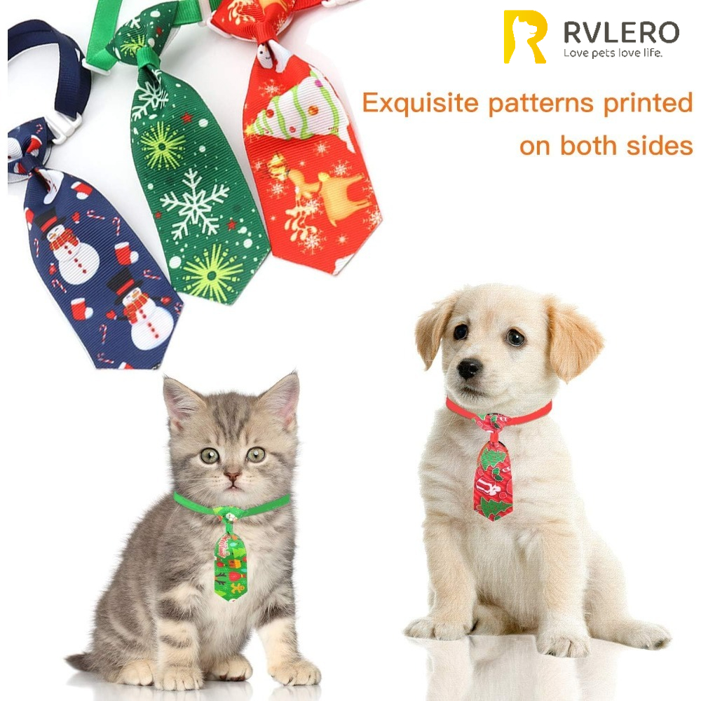 Christmas Elements Pet Puppy Dog Ties with Adjustable Collar X-mas Charms Ties for Small Pet Cats Small Dog Puppy Random Style