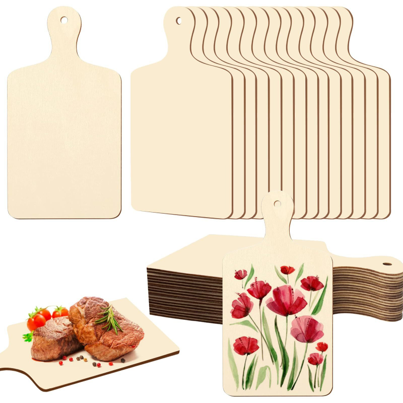 3/6Pcs Mini Wood DIY Cutting Board Blank Trays Graffiti Toys Kid Graffiti Painting Board Wooden Placemats Christmas Decroartion
