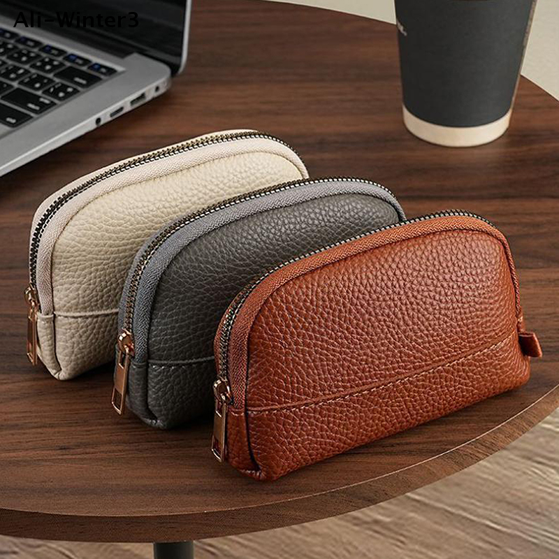 【Wg】Vintage Coin Purse Solid Minimalism Key Bag Lipstick Earphone Storage Bag Daily Portable Zipper Clutch Bag Small Wallet