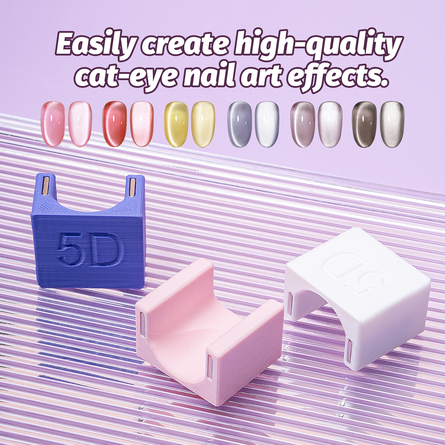 5D automatic cat-eye nail art tool, no skills required, features a strong magnet, easy for beginners to use.