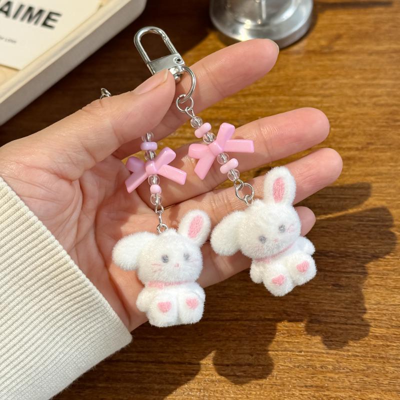 1pc keychain Flocking Cartoon Keychain Cute Animal Pendant Bag Decoration Keyring Phone Chain Lanyard pen gpt