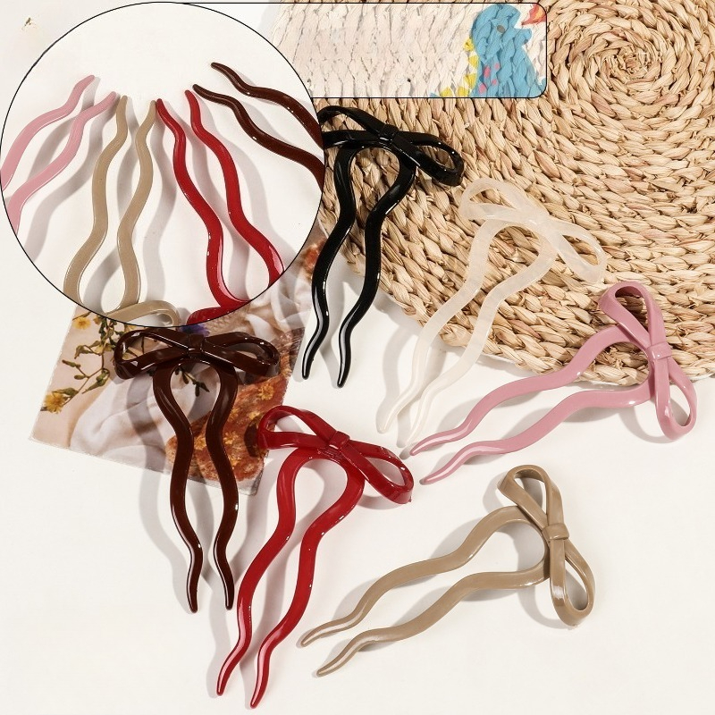 High end Hairpin for Girls Maruko Head Disc Hair Artifact Simple Butterfly Knot Hairpin Back of Head Hairpin Headpiece