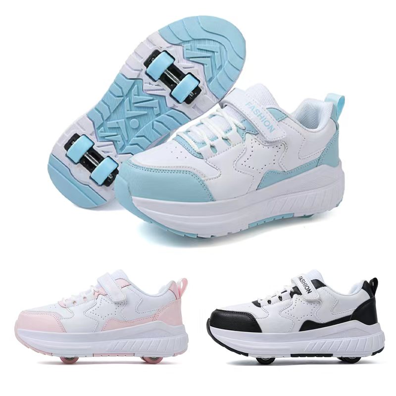 Kids Two Wheels Roller Skating Shoes Walking Shoes Detachable Wheels Roller Skate Shoes For Teenagers