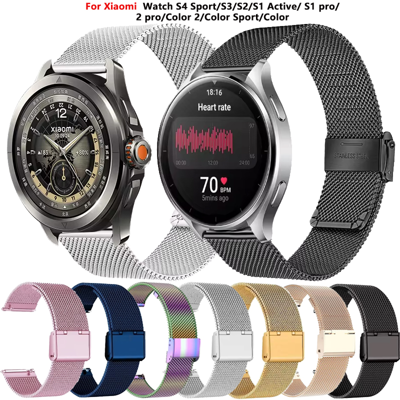 22mm Milanese Loop Strap For Watch 2 Pro Mi Watch Color Color 2 Band For Watch S4 S3 S2 S1 Pro 22mm Metal Correa