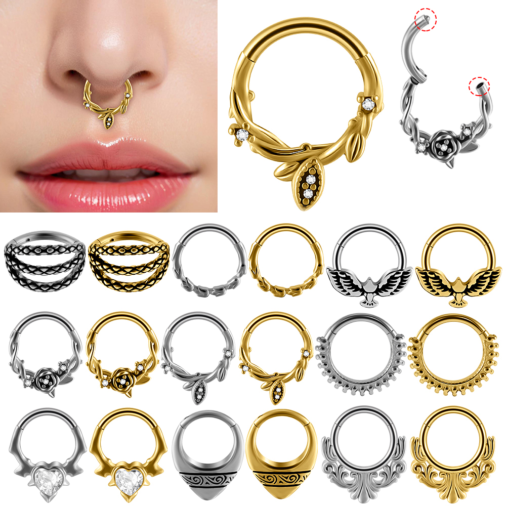 1pc Surgical Steel Eagle Snakeskin Punk Septum Nose Hoop Ring High Quality Nose Ring Septum Clicker Ring Ear Daith Hoop Earrings