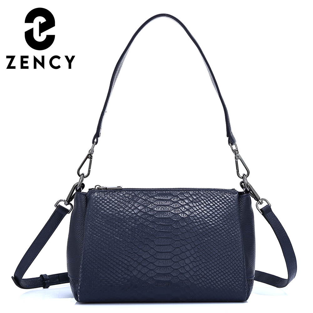 Zency Genuine Leather Women's Shoulder Bag Casual Simple Crossbody Handbag Alligator Small Vintage Top-handle Bags Shell Bag