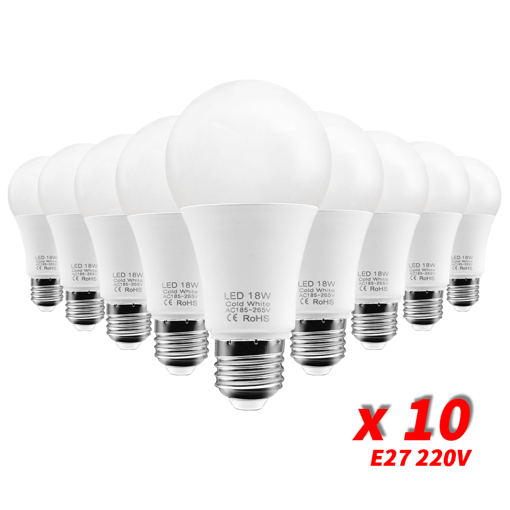 10pcs/lot E27 LED Bulb Lamps AC 220V 3W 6W 9W 12W 15W 18W Lampada LED Light Bulbs Living Room Home Indoor LED Light Bulb