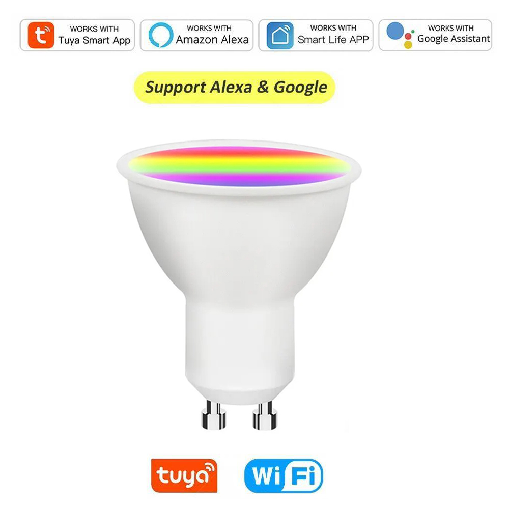Tuya WiFi GU10 Smart LED Light Bulb Bluetooth GU10 Dimmable Lamps Smart Life App Control Spotlight Bulb Works With Alexa Google