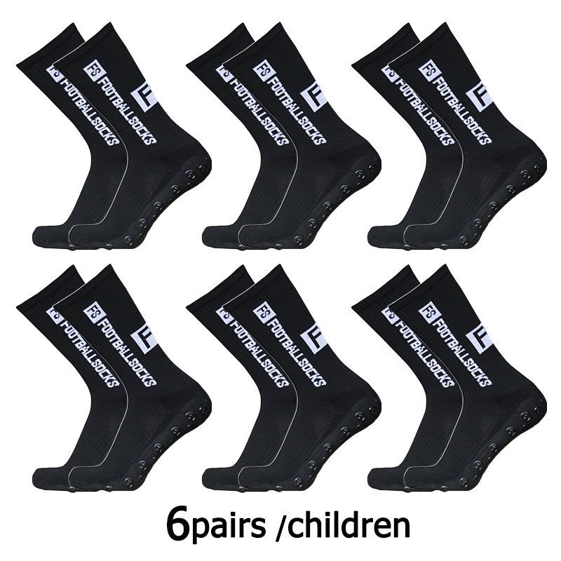 6 Pairs 34-39 Children Breathable Sports Soccer Socks Square Silicone Non-Slip Grip Football Socks Calcetines Hombre