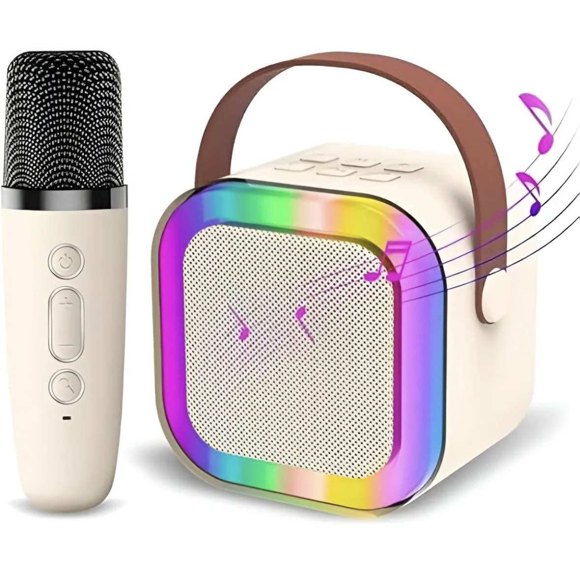 Dual Wireless Karaoke Microphone Set with RGB Bluetooth Speaker