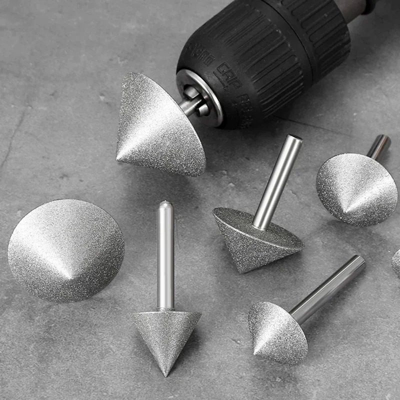 1PC 90 Degree Diamond Chamfer Rotary Burr Grinding Head For Jade Glass Stone Polishing Carving Jewelry Tools