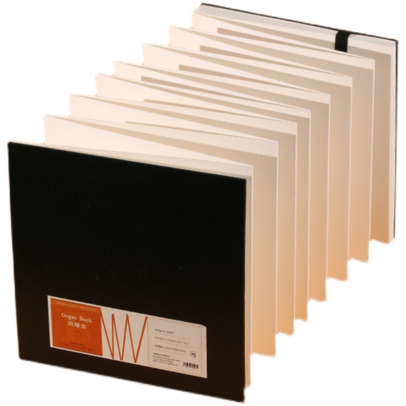 BAOHONG Organ Book Academy Watercolor Paper 300g Cotton Cold Pressed Hot Pressed Foldable Portable Drawing Sketching Book