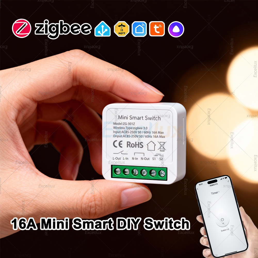 RiooCubee Tuya Smart Life 16A ZigBee Light Switch Relay Module Two-Way Control Timer Work with Home Alexa lightify