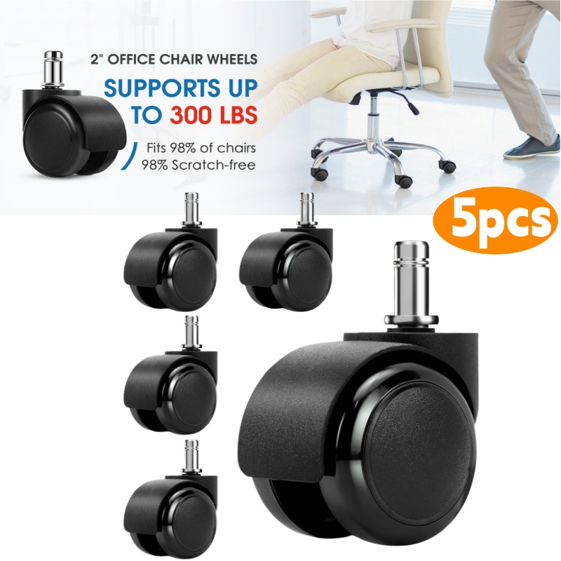 5Pcs Universal Mute Chair Wheel 2 inch Office Chair Caster Replacement Casters Soft Safe Roller Furniture Wheels