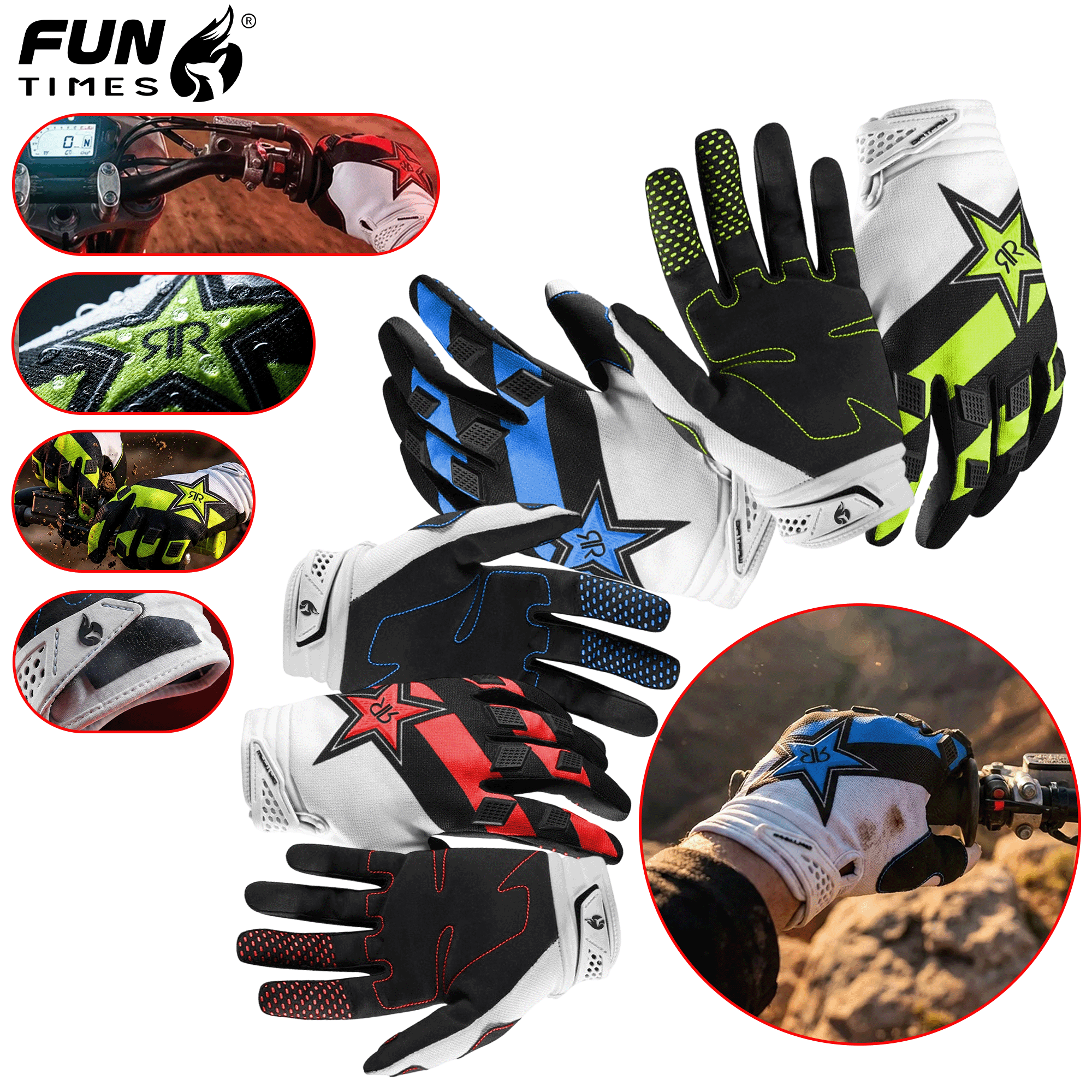 New three color men's motorcycle gloves, bicycle full finger off-road motorcycle protective gloves