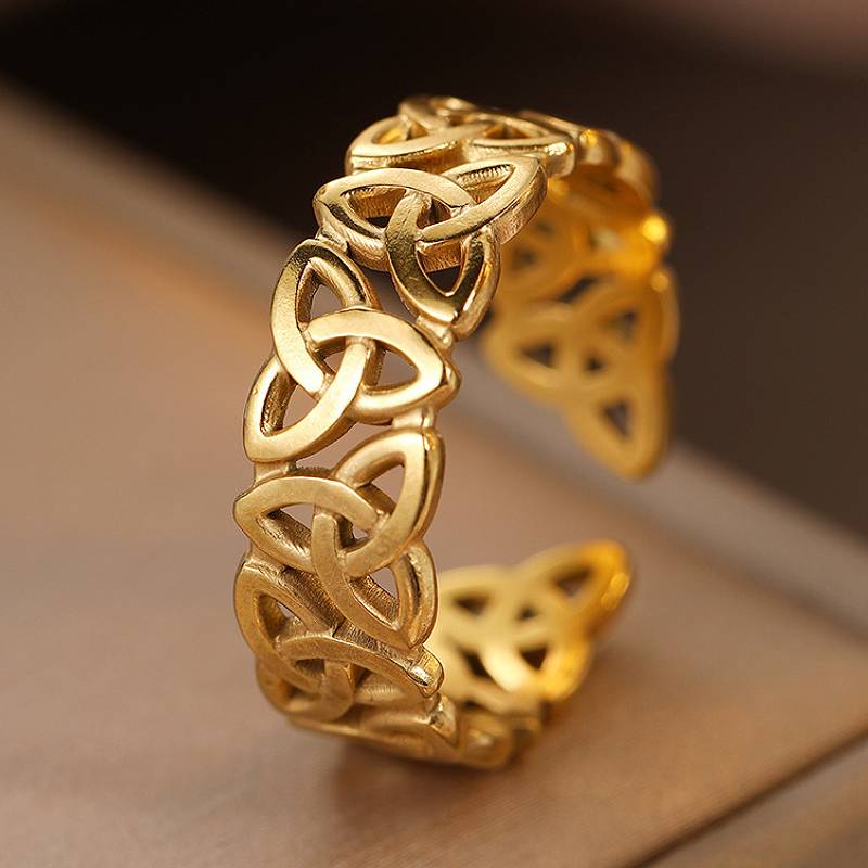 Huitan Hollow Knot Design Women Opening Ring Simple Style Versatile Accessories for Wedding Party Gorgeous Metal Trendy Jewelry