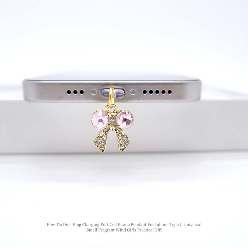 Bow Tie Dust Plug Charging Port Cell Phone Pendant For Iphone Type C Universal Small Fragrant Wind Girls Practical