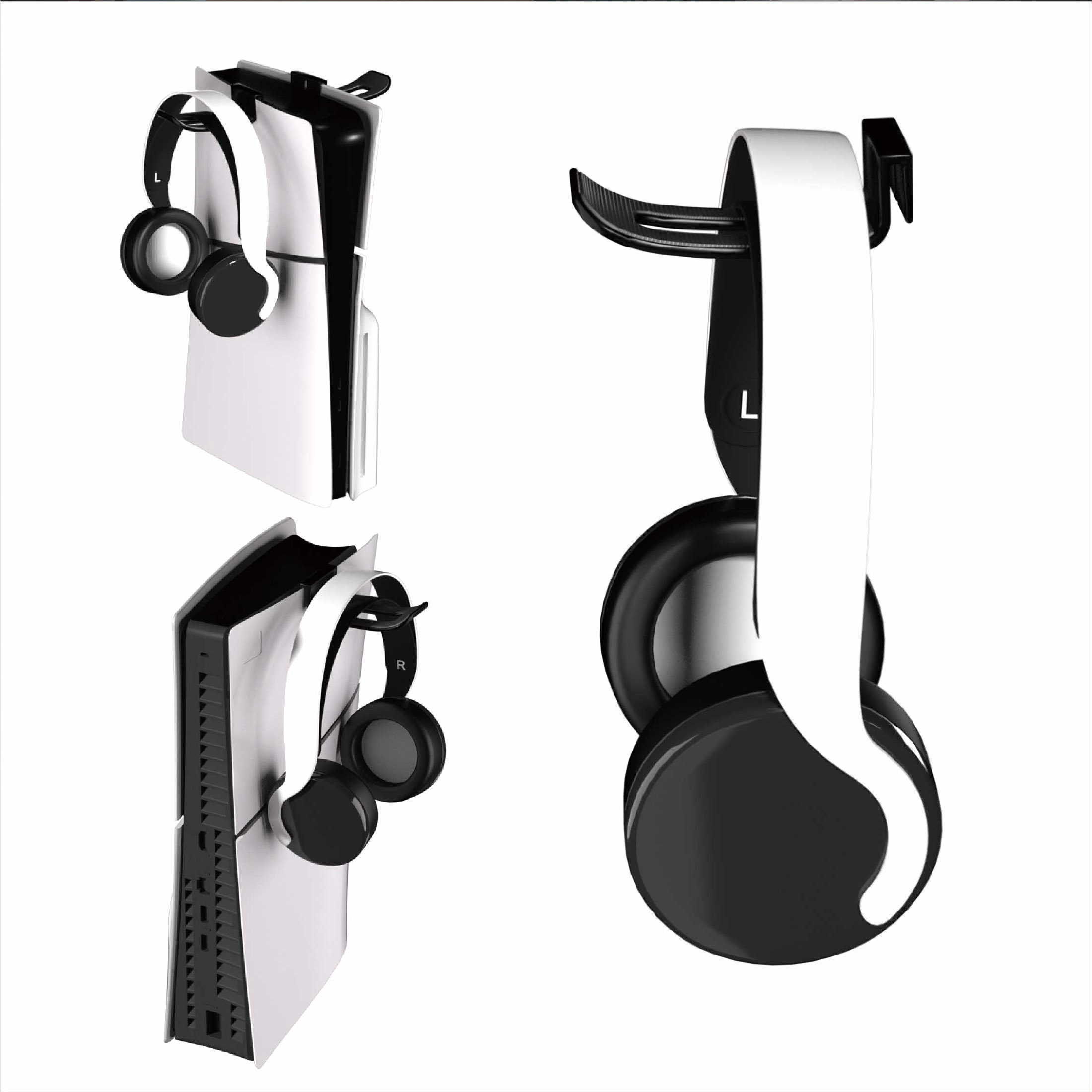 Headset & Controller Holder for PS5/Slim/Pro, Hook Hanger for Headphone Stand, Compatible With PlayStation 5 Consoles