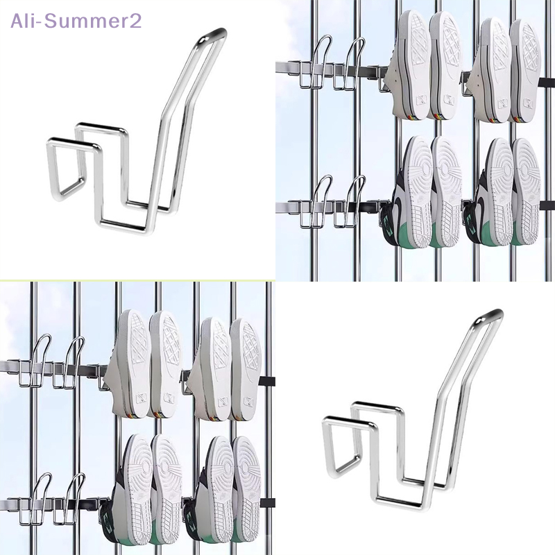 {MX} Stainless Steel Shoes Hanger Window/Balcony Shoes Drying Rack Sneakers Slippers Display Hook Space Saving Organizer