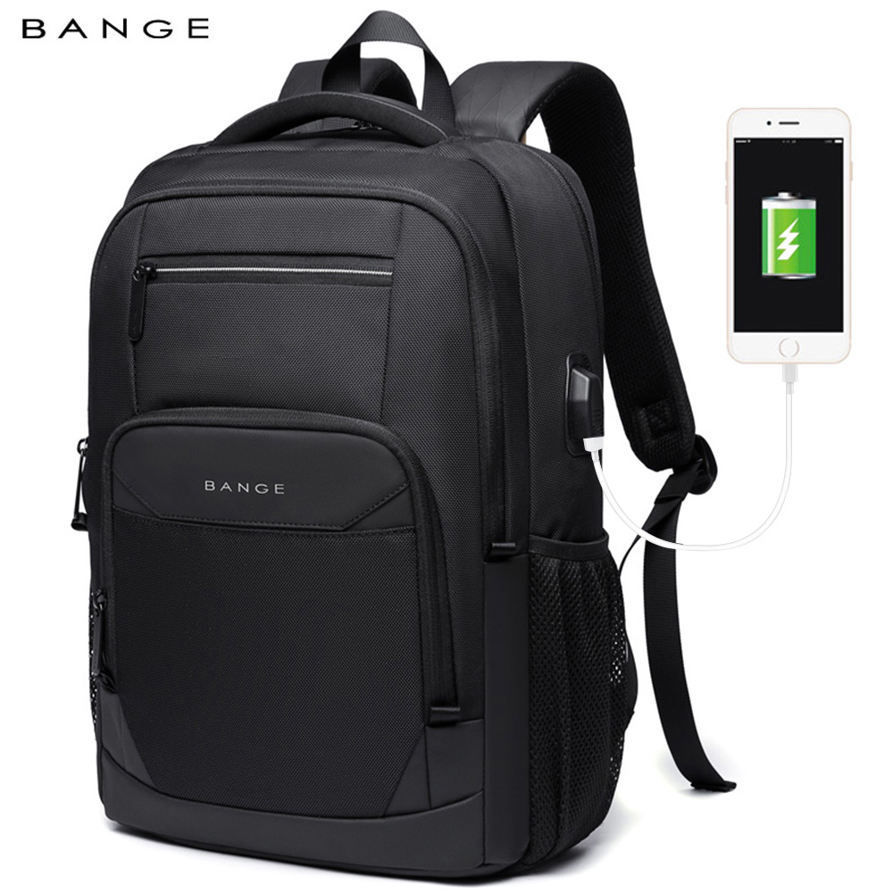 BANGE Travel Waterproof Backpack with USB Charging Port Fit 15.6 Inch Laptop Backpacks for Men and Women, Teenager School Bags