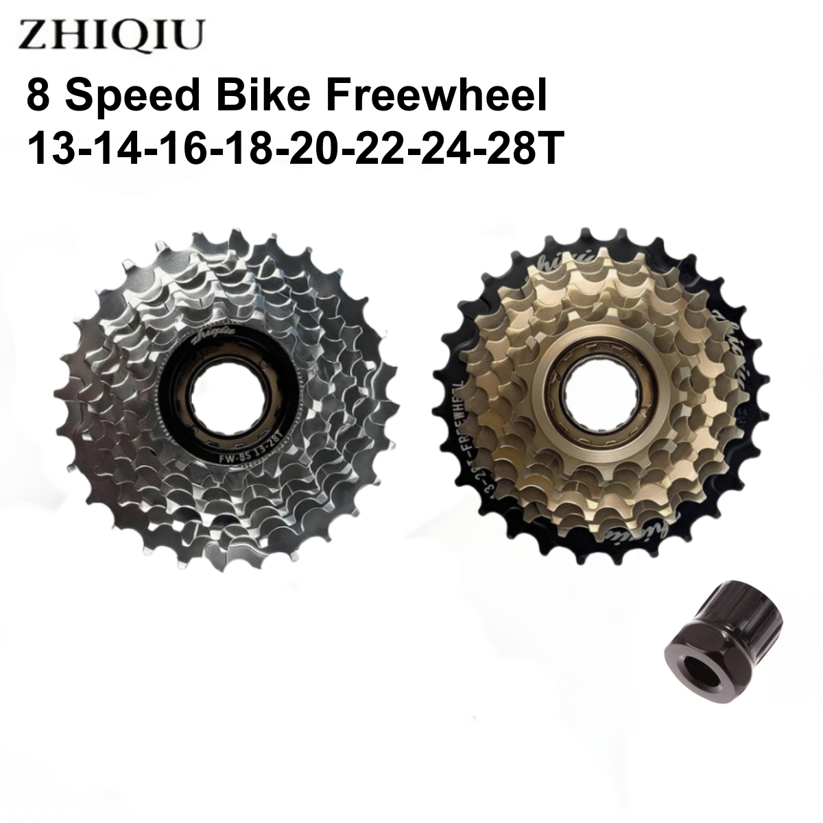 ZHIQIU Bike Freewheel,8 Speed 13-28T,Bicycle Freewheel Threaded Type Freehub Cycling Replacement Part