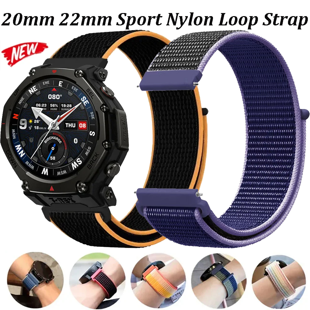 20mm 22mm Nylon Loop Band For Amazfit GTS/GTR 4-3/Helio/Bip 6/5 Comfortable Breathable Wristband For Amazift Balance 2/1 Correa