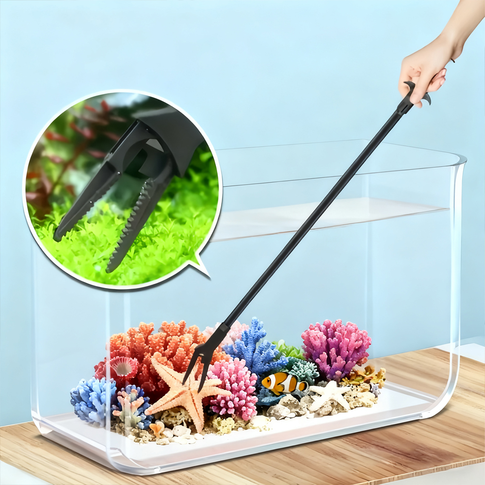 1PC Plastic Long Handle Aquatic Plant Pruner Care Ergonomic Aquarium Cleaning Tool for Home Aquarium Fish Tank Maintenance Plant
