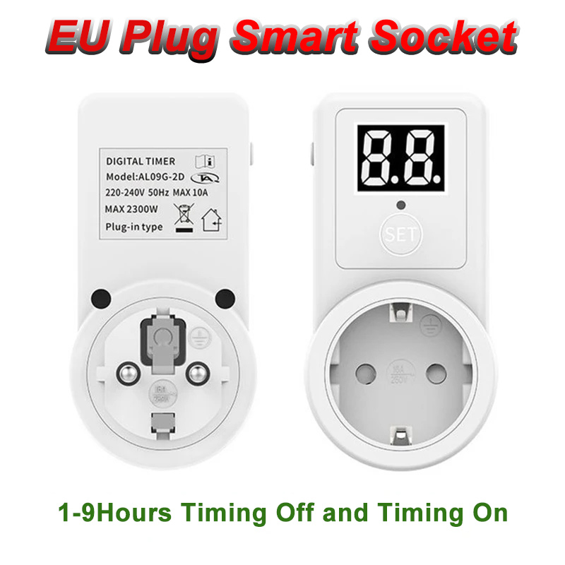 Smart Socket EU Plug Smart Home Outlet Socket Countdown Switch Two Digit Display Timer Time Control Telephone Battery Charging