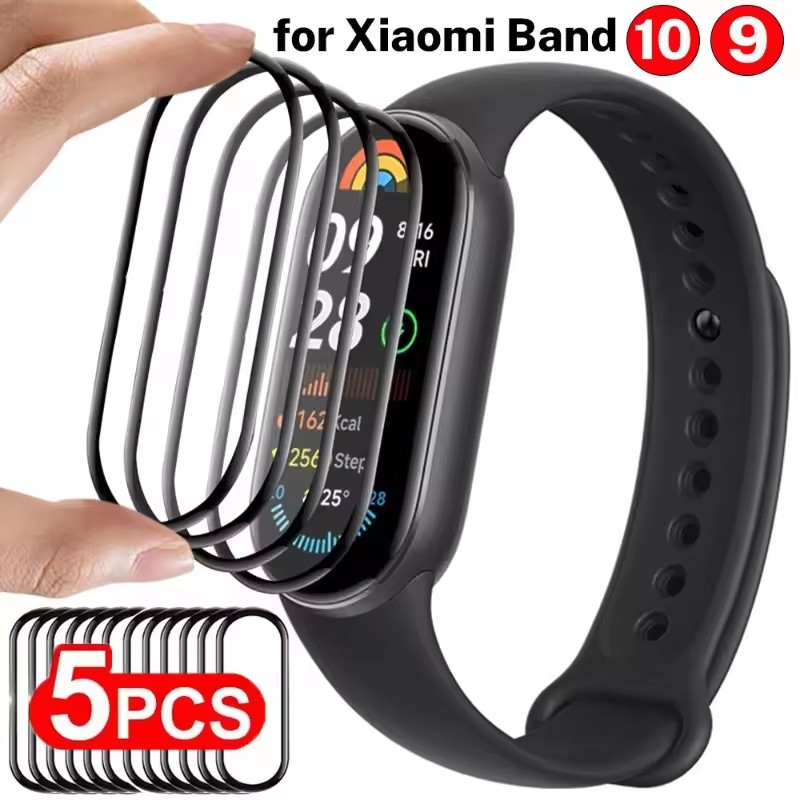 1-5PCS for Miband 10 Screen Protectors 9D Curved Full Coverage Anti-Scratch Protective Films for Mi Band 9 Watch Cover