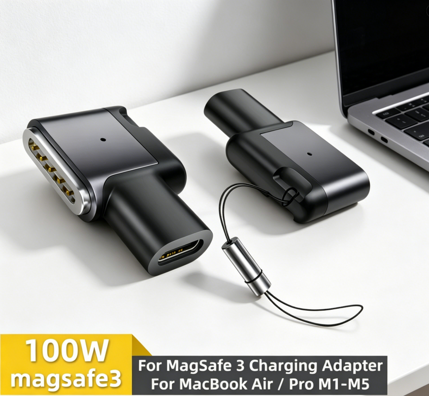 Adaptateur de charge rapide magnétique PD 100W Type-C pour MagSafe 3, compatible avec MacBook Air / Pro M1 M2 M3 M4 M5