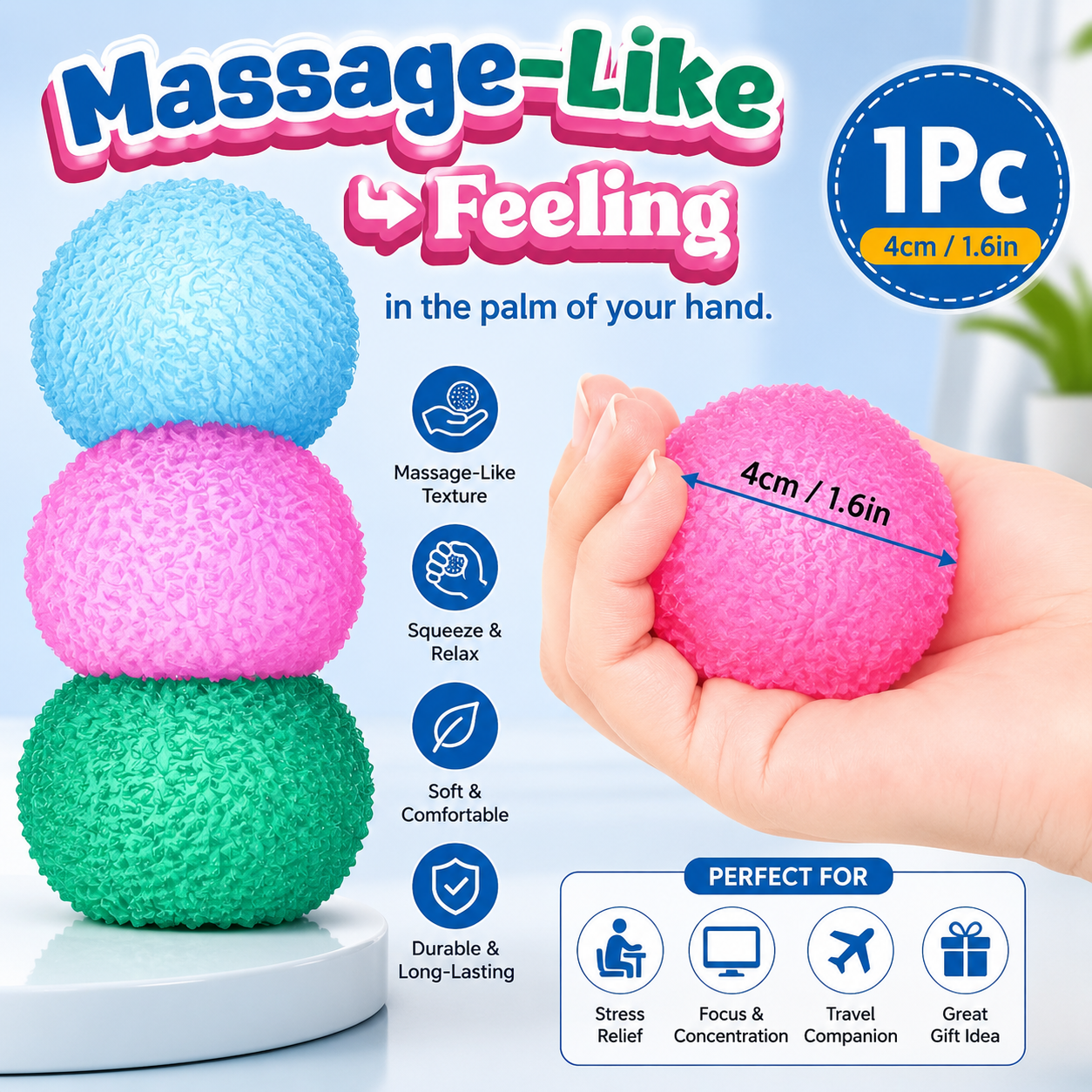 Squishy Multicolor Texture Ice Ball Squeeze Toy for Soft Pinch Pop Fidget Stress Relief Toys Halloween