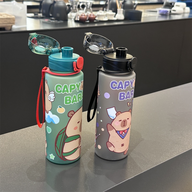 750ML Large Capacity Water Cup Creative Cartoon Cup with Straw Leakproof Water Bottle Outdoor Portable Plastic Sport Water Cup