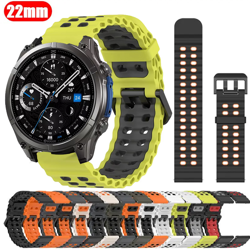 22mm Sport Silicone Strap For Zeblaze VIBE 8 Wristband For Zeblaze Vibe 7 7 Pro 7 Lite/Stratos 4 3 2 Ultra/GTS GTR 3 Btalk 3 Pro