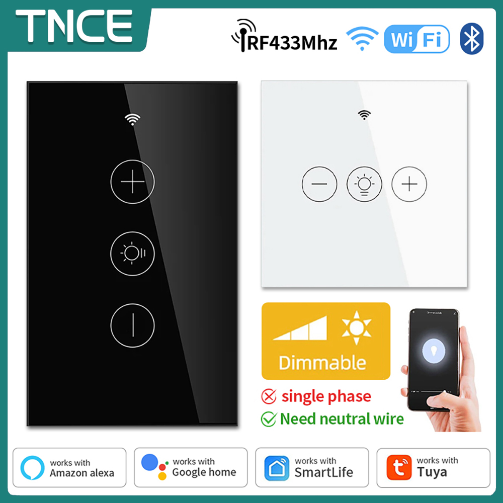 TNCE EU/US WiFi Smart Touch Curtain Switch Roller Blinds Motor Switch Work With Tuya Smart Life App Alexa Home