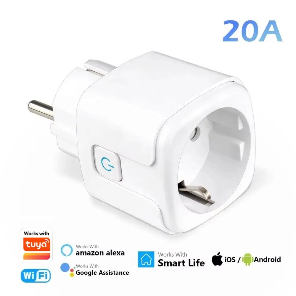 100-240V EU Smart Socket European 16A/20A Tuya WiFi Smart Plug Timing Voice Control Works Whit Alexa Home Alice 2 Pins