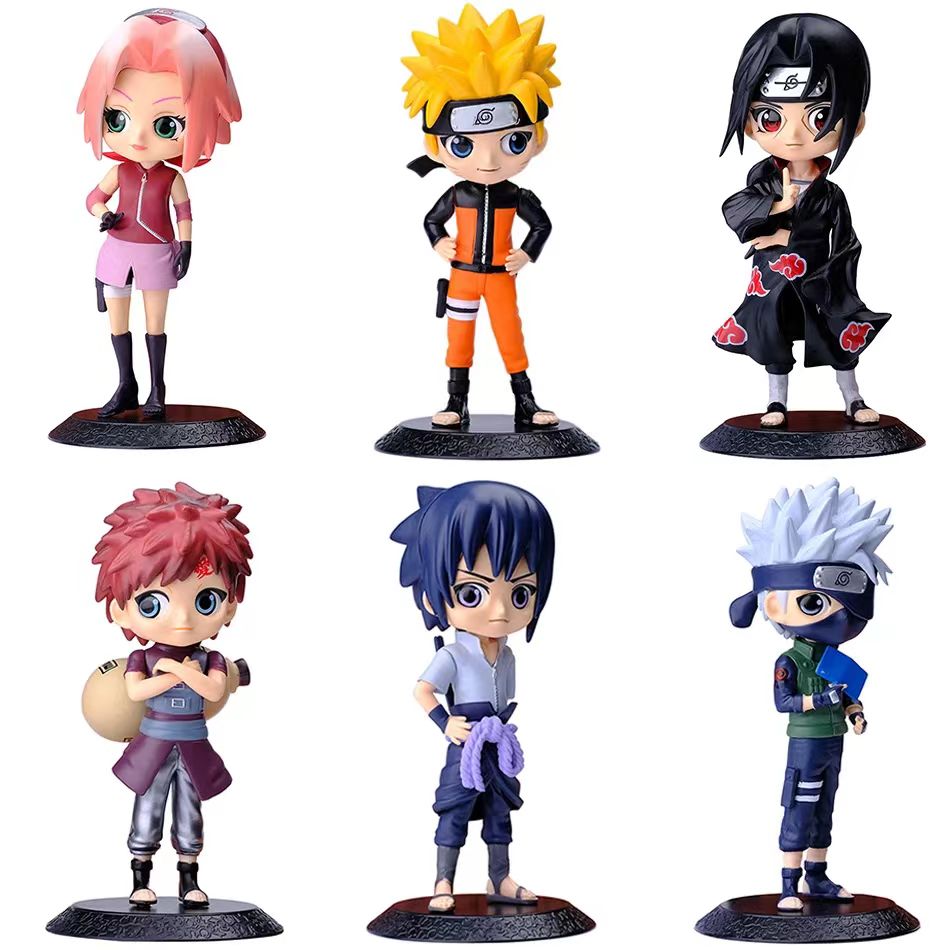 Bandai Naruto Anime Figure Shippuden Uchiha Sasuke Hatake Kakashi Namikaze Minato Action Figure Collection Model Toys
