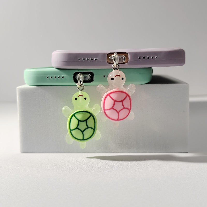 Cartoon Phone Dust Plug Charm Cute Turtle Anti Dust Cap For iPhone Type C Dust Protection Stopper Women Fashion Birthday